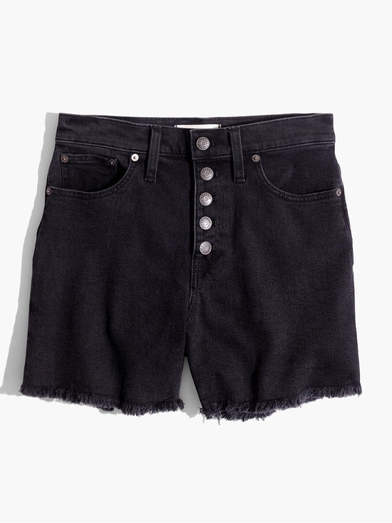 Madewell Pants - Madewell High-Rise Denim Boyshorts Button-Through Edition in Lunar Black.